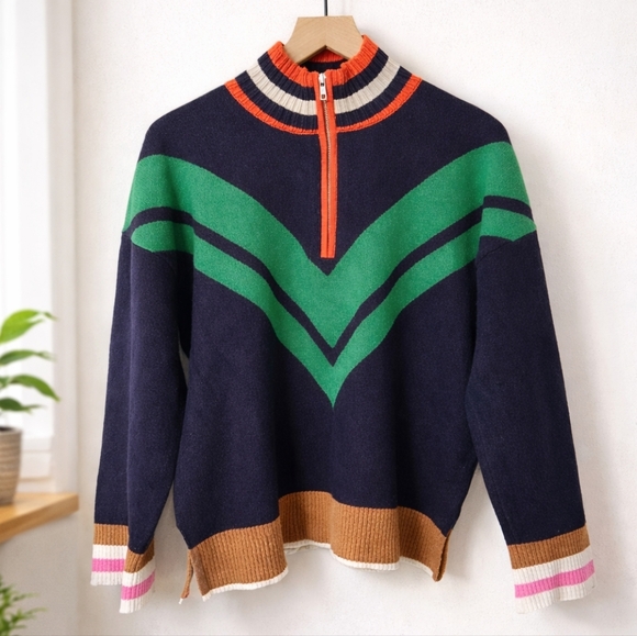 Maeve Sweaters - Maeve by Anthropologie Varsity Half-Zip Sweater – Medium